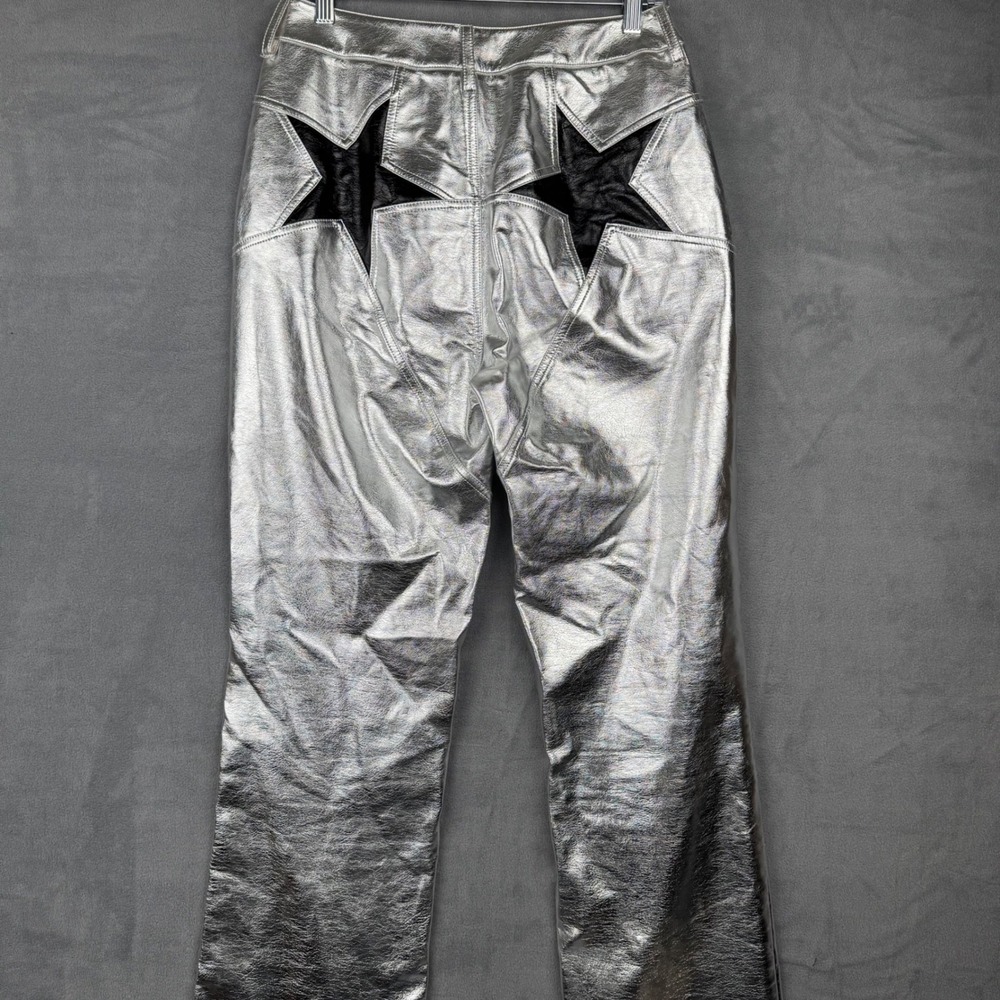 Nasty Gal Metallic Silver Star Pocket Flare Pants Women US 6 - Picture 11 of 12